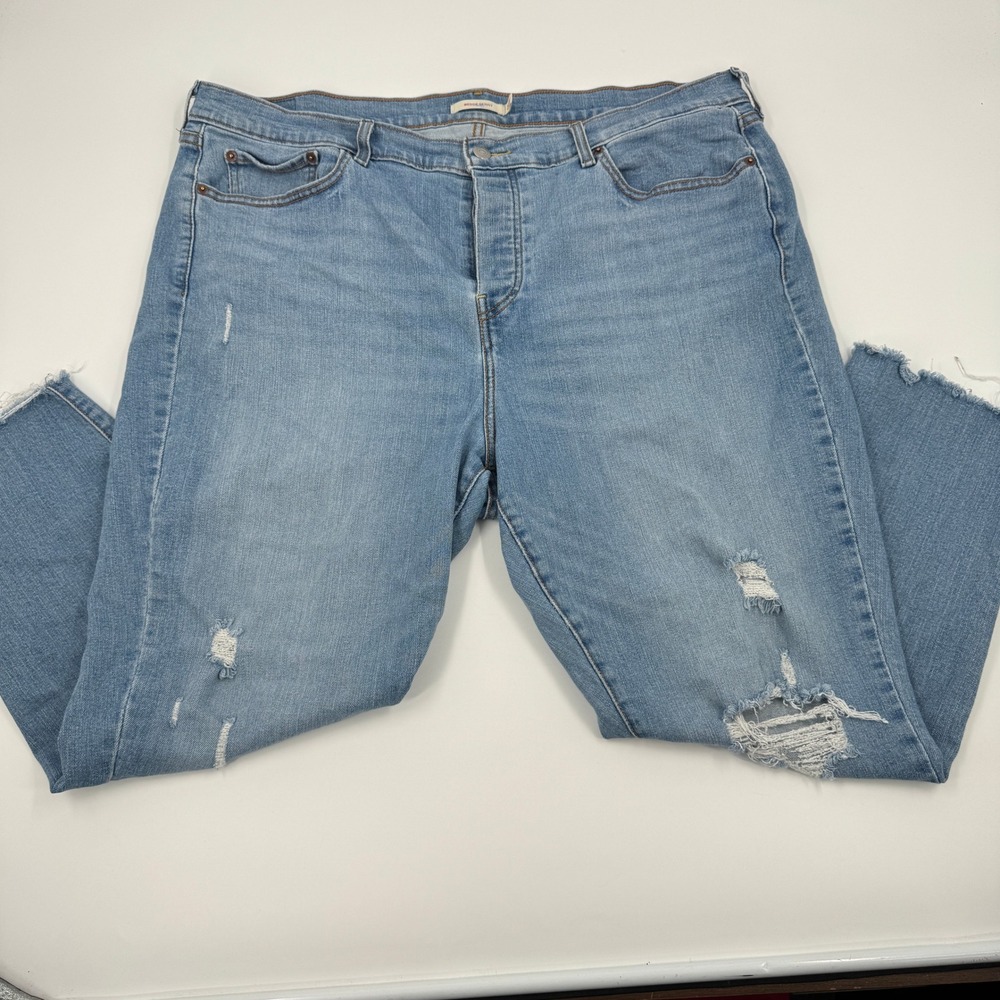 Levi's Wedgie Skinny Jeans‎ Womens 22W Light Blue Distressed Raw Hem 52349-0001